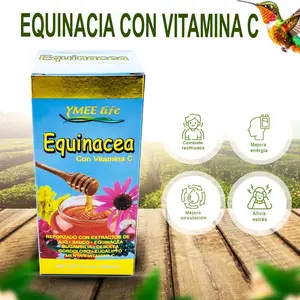 Echinacea with Vitamin C Energy Dietary Supplement Capsules, 8 fl. oz (240 ml) Natural Extract-Fortified Formula, Edible