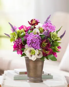 15" Purple Amethyst Garden Arrangement, Width 13.5", Unlit by Balsam Hill