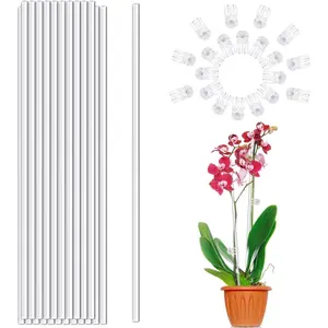 Stakes, Sticks 20 count  Clear  Support Stakes,18 Inches Garden Single Stem Orchid Stakes for Indoor and Outdoor ,Orchid,Potted ,Tomatoes,(with 20 count Clips)