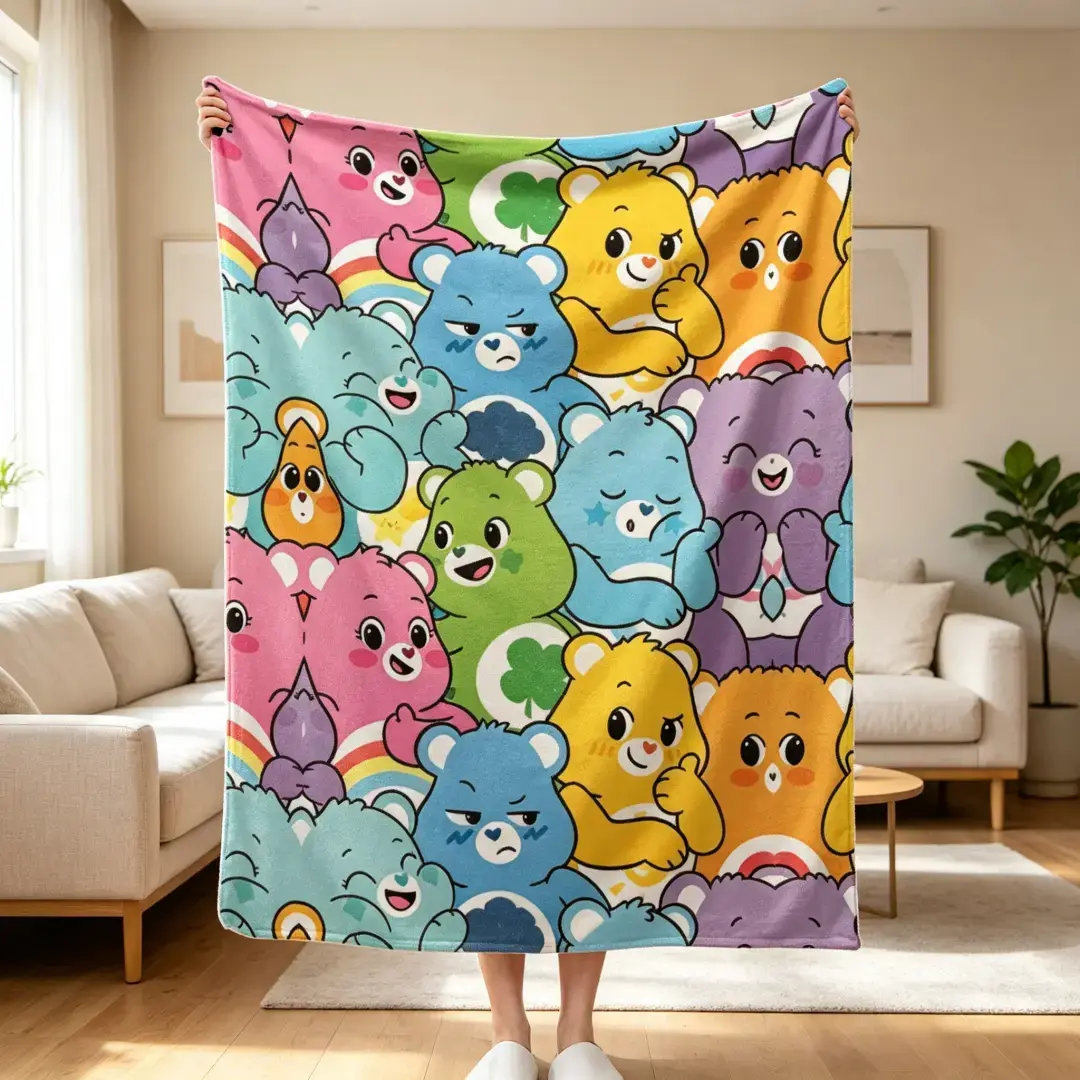 This adorable pink rainbow bear flannel blanket is soft, cute, and plush. The soft, comfortable cartoon bear fleece blanket in gentle colors makes it a perfect gift for children, family, and friends.