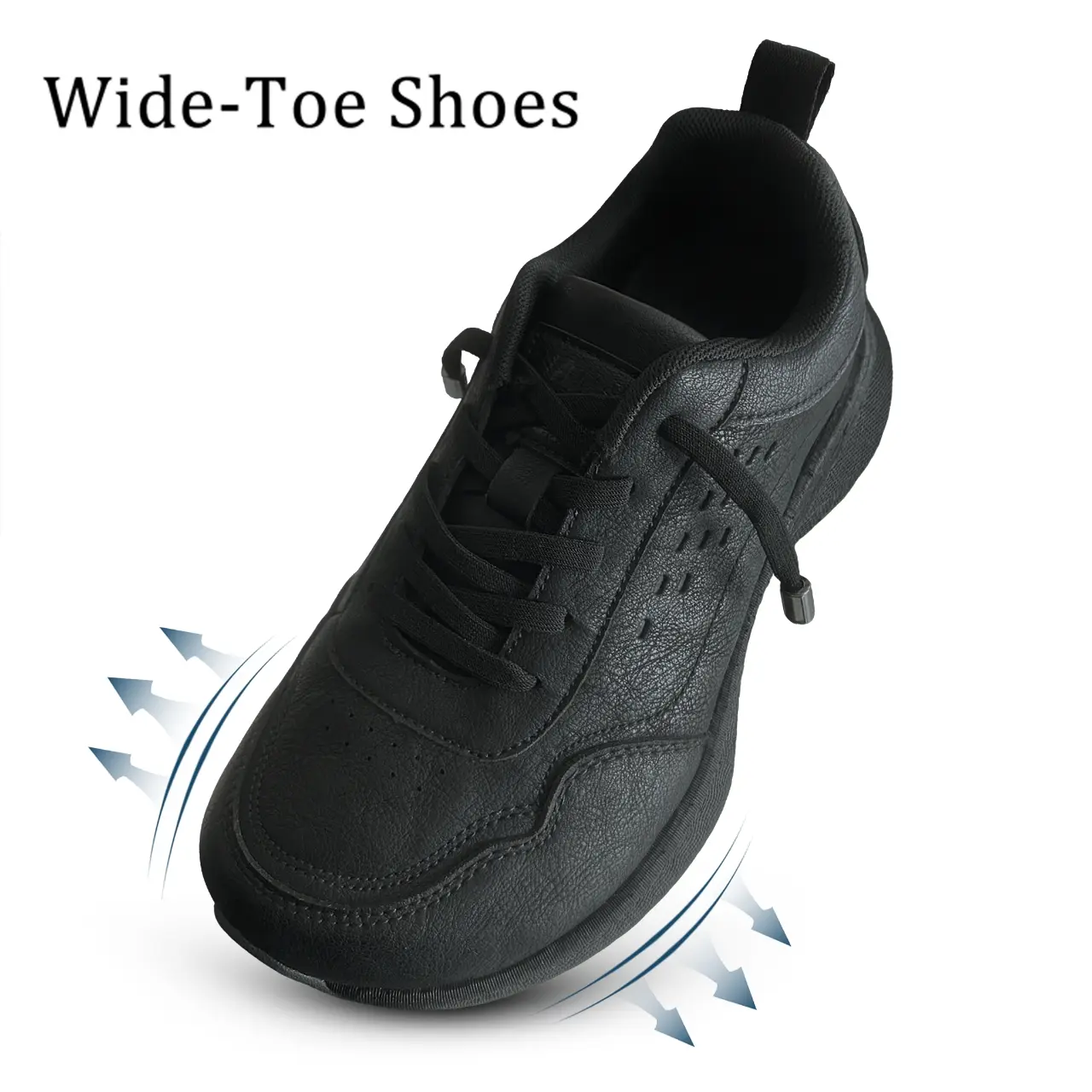 Men's Wide Fit Sneaker, Casual Round Toe Leather No-Tie Walking Shoes, Ultra-Light Footwear for All Seasons Comfort, Basic, Slip-On