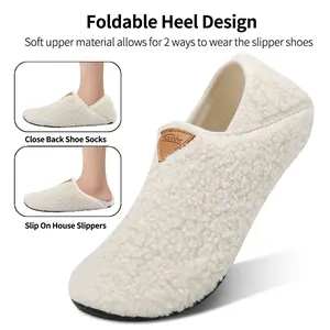 Foldable Heel Design House Slippers for Women Men Non-slip Sole Slip On for Indoor & Outdoor Portable Winter Warm Footwear Shoe for Home Travel Hotel