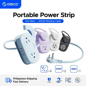 Travel Power Strip, ORICO 4 Outlets 3 USB Ports (1 USB C) with 4FT Wrapped Short Extension Cord Small Power Strip, Compact for Hotel Travel Essentials Cruise Approved