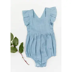 Vera Linen Romper in Blue