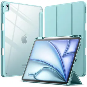 JETech Case for iPad Air 13-Inch M4/M3/M2 (2026/2025/2024) with Pencil Holder, Clear Transparent Back Shell Slim Stand Shockproof Tablet Cover, Auto Wake/Sleep