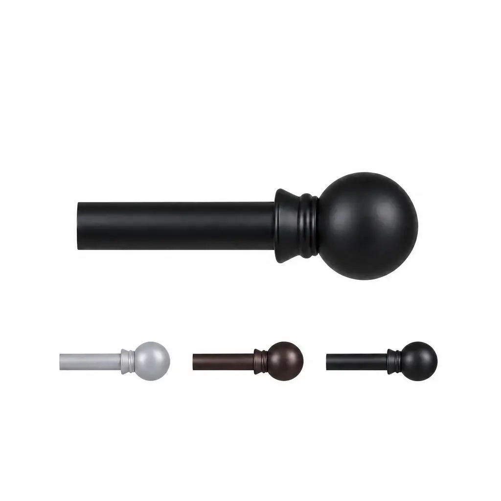 Adjustable Curtain Rod for Windows 48 to 92 Inch, 5/8 Inch Matte Black Stainless Steel Rod, Small Curtain Rod for Bedroom, Living Room, Kitchen, Farmhouse, and Outdoor Use