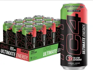 Cellucor C4 Ultimate | Pre Workout Sugar Free Energy Drink | Tri-Stim Experience with 300mg Caffeine + TeaCrine + Dynamine | Limeade Cherry Bomb | 16oz (Pack of 12)