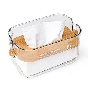 1 simple lifting tissue box, Nordic style high-end transparent living room drawer, gravity automatic lifting tissue paper napkin storage box, suitable for household, dormitory, and office use