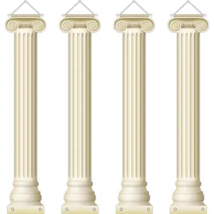 4Pcs Greek Party Wall Decorations Greek Columns Banners Pillars Hanging Banners Ancient Party Decor Medieval Renaissance Wall Photo Backdrop Photography Background for Birthday Parties Supplies