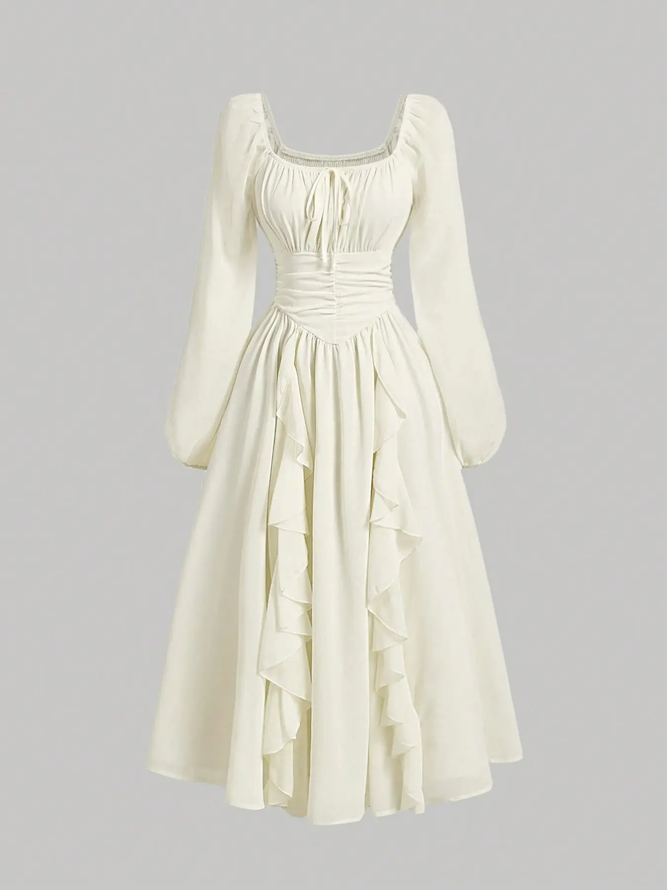 Women's Ruffle Lantern Sleeve Long Sleeve Cute Slim Dress, Elegant Autumn Wedding Guest Renaissance Style Back-To-School Graduation Gown,milkmaid dress,misty white dress - TikTok Shop Women's Ruffle Lantern Sleeve Long Sleeve Cute Slim Dress, Elegant Autumn Wedding Guest Renaissance Style Back-To-School Graduation Gown,milkmaid dress,misty white dress - TikTok Shop