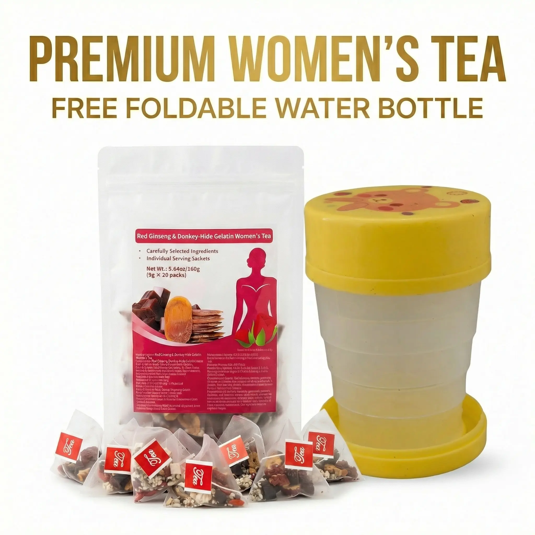 Hormone Balance Tea with 10 Organic Herbal Ingredients - Support Women's Overall Reproductive Health (PCOS, PMS, Menstrual Cycle) Ginseng Beverage  small bag