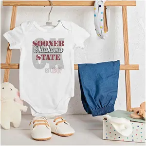 Oklahoma Sooner State Map Shape Baby Romper Boys or Girls
