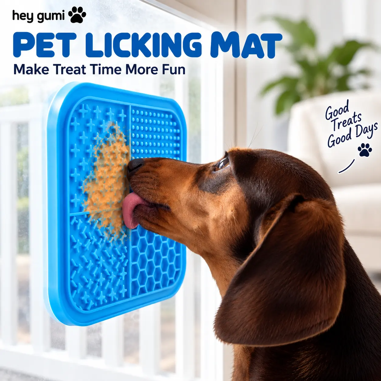 Dog Lick Mat with Suction Cups, 3-Piece Silicone Slow Feeder Licking Mat Set with Spatula & Cleaning Brush for Dogs