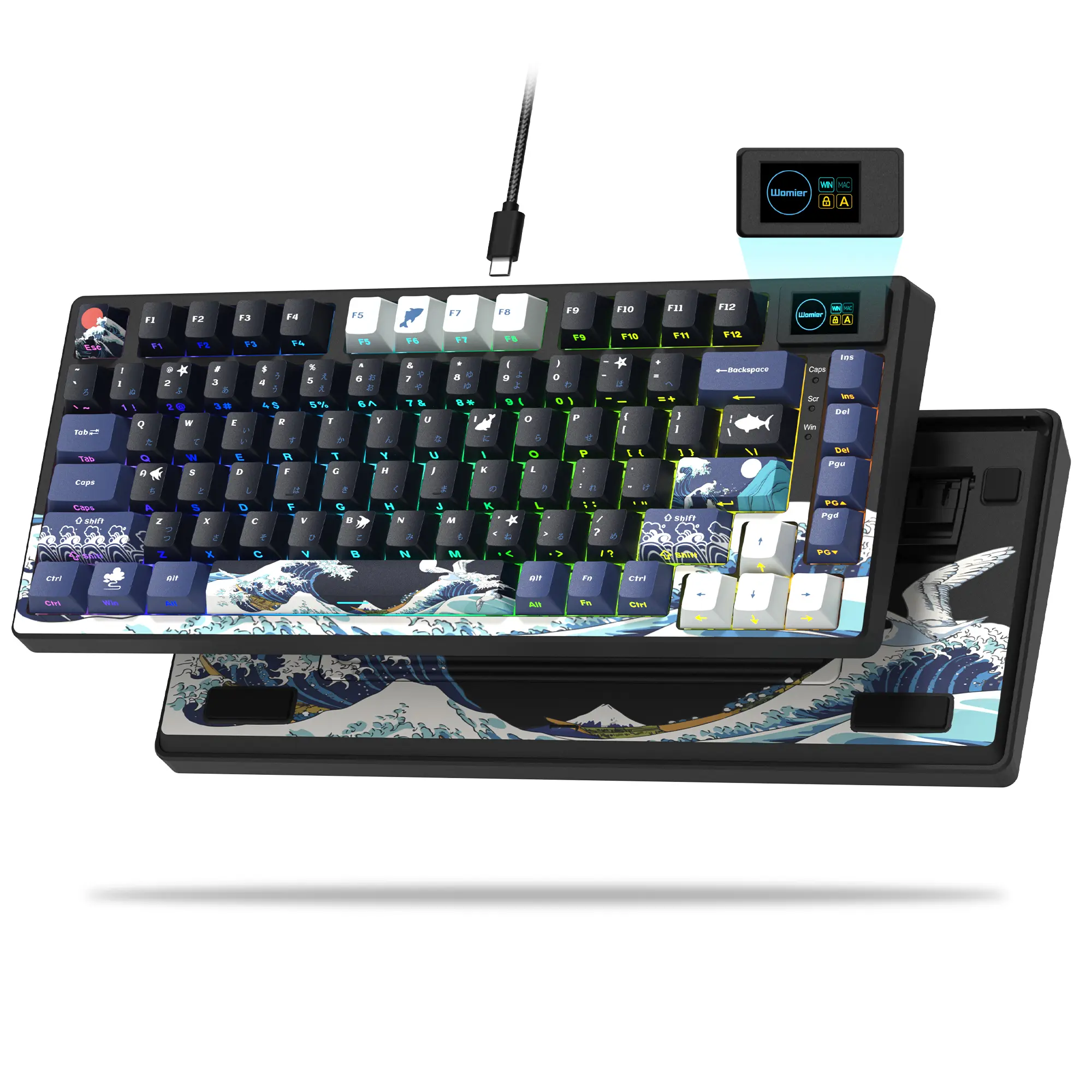 Womier SK80 75% Mechanical Keyboard with Color Multimedia Display ,Creamy Sound Wired Gasket Gaming Keyboard for Mac/Win