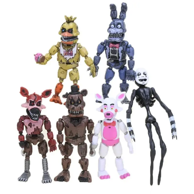 6Pcs/Set FNAF Figures Luminous Bonnie Bear Foxy Chica Freddy Movable Joints Anime Figure PVC Action Figure Model Toys