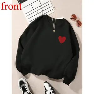 Ladies’ Heart Graphic Sweatshirt – Comfortable Round Neck Pullover for Casual Daily Wear