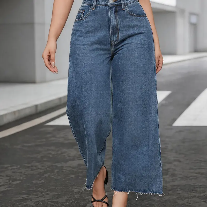 Women's Jeans, Pants, Denim, Casual Fashion, Frayed Hem, Comfortable Fabric, Ideal for Daily Wear, Four-Season Essential, Loose Fit, High Waist, High Quality Jeans, Hi Rise Jeans