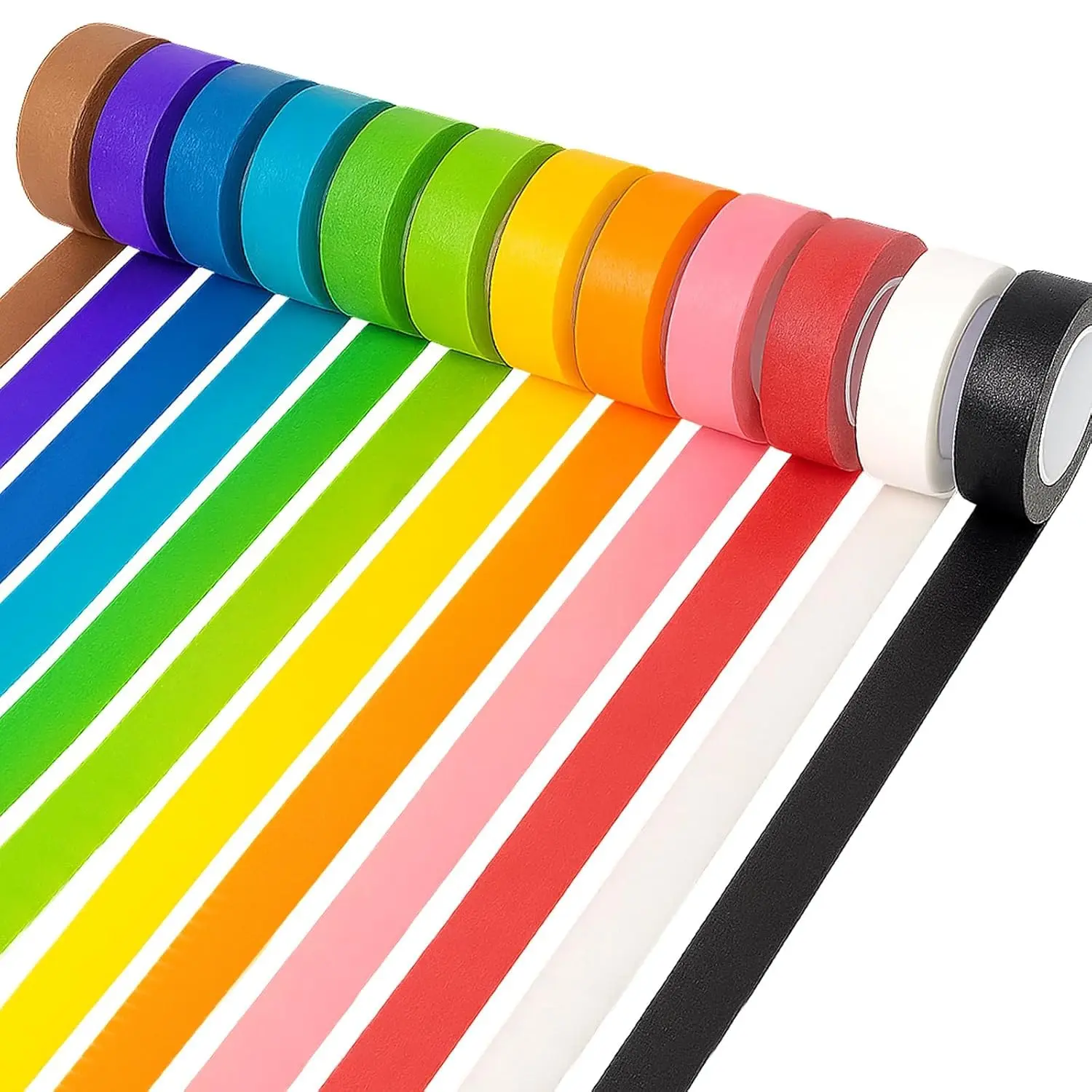 Colored Masking Tape Set, 12 Rolls Rainbow Paper Tape, 2/3 Inch x 13 Yards, Colored Painters Tape for Kids Crafts, DIY Projects, Labeling, Classroom Activities, Art, and Decorative Use