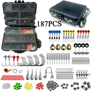 Nova 187/269Pcs Fishing Accessories Kit Set with Tackle Box Hooks Sinkers Swivels Gear Tackle Organizer