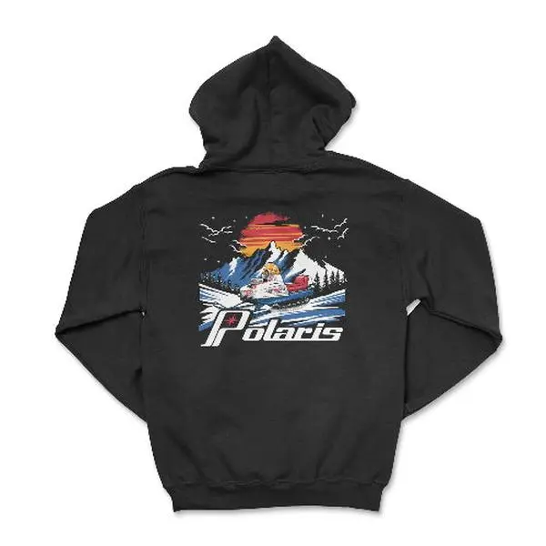 Vintage Polaris Snowmobile Zip-Up Hoodie Casual Comfort Cotton Fabric