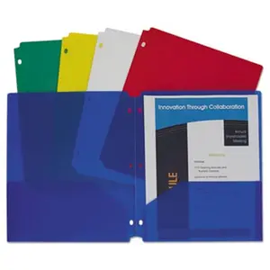 212 MAIN 2-Pocket Heavyweight Poly Portfolio File Folder, 3-Hole Punch, Letter Size, Assorted, 10 per Pack, Office Document Organizer