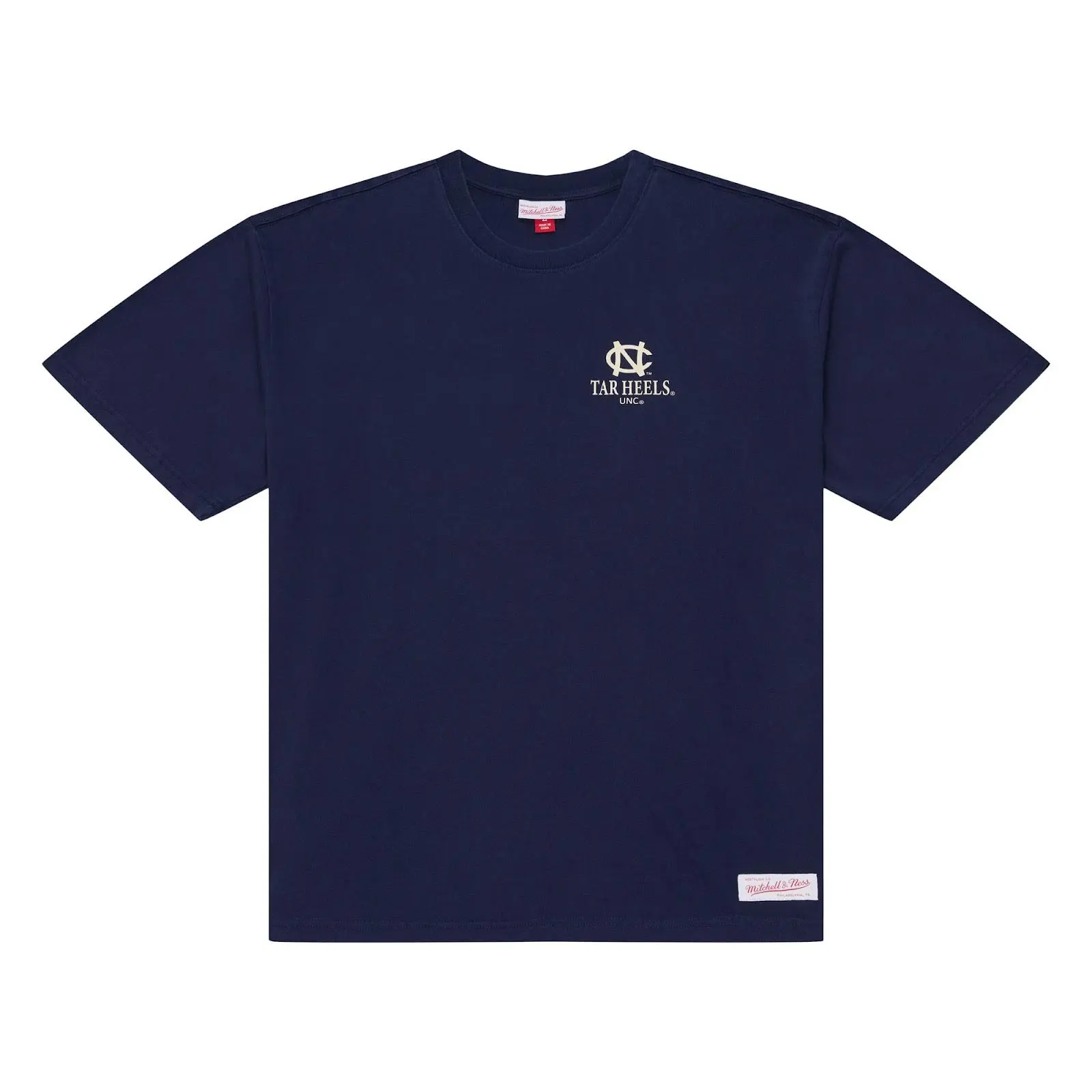North Carolina Tar Heels Navy Core Essentials T-Shirt NCAA Throwback Tee Graphic Vintage Fan Gear Mitchell & Ness
