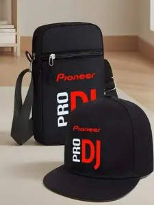 Dj Letter Print Unisex Curved Brim Hip-Hop Baseball Cap & Crossbody Bag, Street Fashion Outdoor Sports, Outdoor Activities, Adjustable, Perfect Gift, Unisex Hat