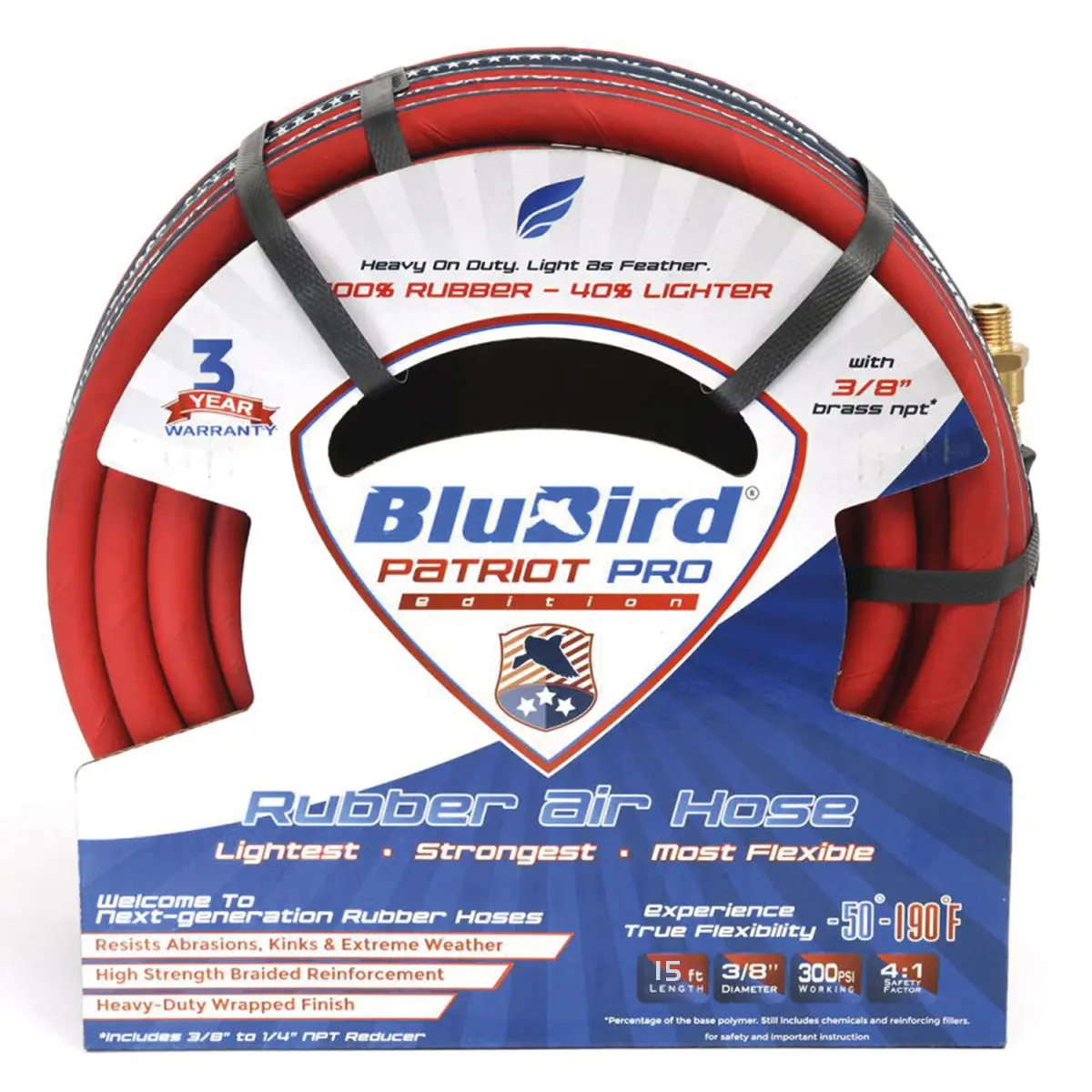 BluBird 3/8" Patriot Pro Rubber Air Hose BluBird 3/8" Patriot Pro Rubber Air Hose