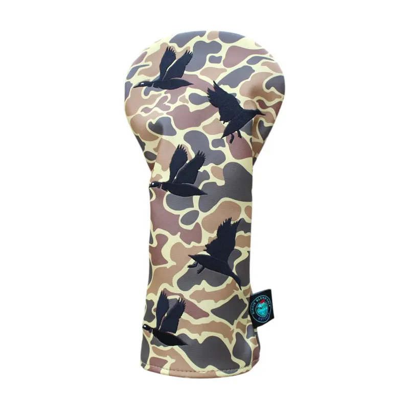 Duck Hunter Camo Golf Headcover - Camouflage Pattern, Black Duck Design, Adjustable Fit, Ideal for Golf Enthusiasts equipment