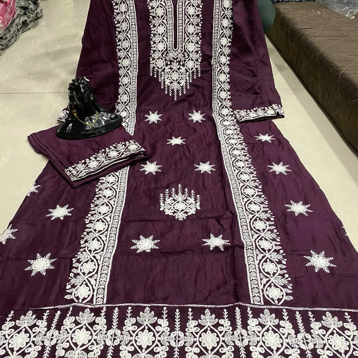 Rayon Embroidered Designer Kurti With Plazzo Collection size 40