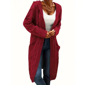 Women's Oversized Knit Cardigan Long Sleeve Open Front Casual Sweater with Pockets for Spring Autumn Winter Lightweight Soft Comfortable Cozy Outwear for Daily Wear Office Work Shopping