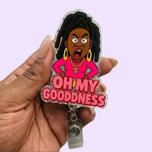 Oh my Goodness Nostalgia Hospital ID Healthcare Worker Lab Nurse Xray Pharmacy Reg Acrylic Badge Clip Nurse Badge Reel