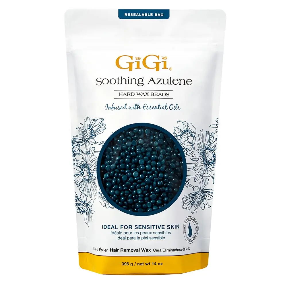 GIGI AND MAX Hard Wax Beads Hair Removal Product, 14oz Soothing Azulene Formula for Sensitive Skin, Alcohol-Free Full-Body At-Home Waxing Body Care