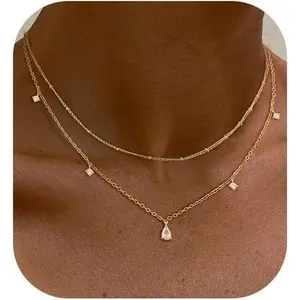 Layered Necklaces For Women,Dainty Gold Plated Necklace Stack Prom Layering Necklaces For Women Trendy Chain Cross Choker Necklace Set Fashion Accessories