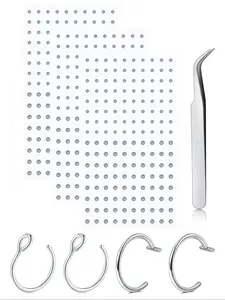 Fake Lip Ring, Fake Lip Piercing, Fake Piercings, Fake Nose Ring Hoop, Fake Nose Cuff, Stick on Fake Eyebrow Piercing, Punk Style Body Jewelry for Men & Women