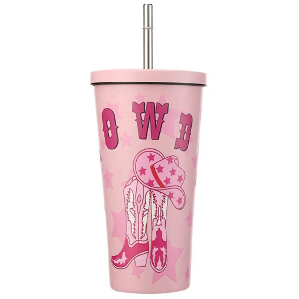 20 oz. Western Howdy Tumbler with Straw - Pink