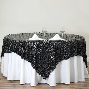 Sequin Table Overlay 72"x72" Black - Big Payette Table Topper