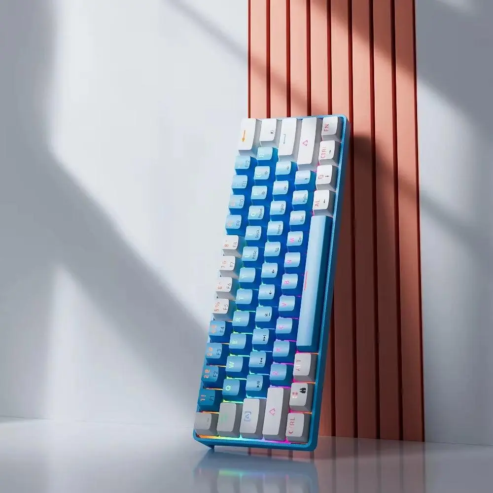 MK61 USB Gaming Mechanical Keyboard Red Switch 61 Keys Wired Detachable Cable RGB Backlit Hot Swappable