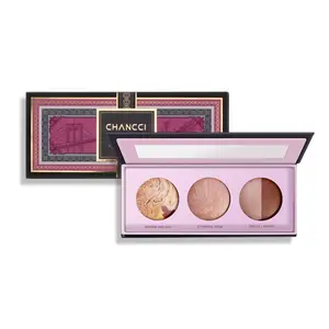 CHANCCI 3 Color Full Face Makeup Palette, Matte Shimmer Eyeshadow Blush Contour, Waterproof Long-Lasting, Travel-Friendly with Mirror, Ideal for Beginners