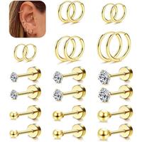Gold Tone-Ball&CZ&Hoops
