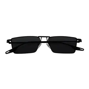 ZUIKO Metal Rectangle Sunglasses - Small Retro 1990s Men's Sunglasses, Aesthetic, Anti-Ultraviolet, Color-Tinted, Dark-Lensed Black Smoke Tint Eyewear, Aesthetic Men's Sunglasses
