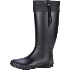 Packable Tall Rain Boots for Women Waterproof Rubber Garden Boots Ultra Lightweight Flat Wellies Mud Boots- NOT FOR WIDE CALF