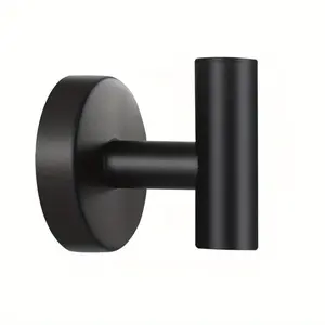 1pc Towel Hooks for Bathroom, Wall Mount Towel Holder, Black Matte Wall Robe Hook, Stainless Steel Heavy Duty Door Hanger Towel Hook for Kitchen, Bedroom, Hotel, Pool, Coats and Keys, Bathroom Accessory.