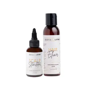 Scalp Stimulator & Hair Elixir Bundle: Growth & Length Retention with Castor Oil, Peppermint, and Rosemary - Natural Heat Protectant Treatment Haircare Luxurious Haircare