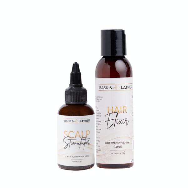 Scalp Stimulator & Hair Elixir Bundle: Growth & Length Retention with Castor Oil, Peppermint, and Rosemary - Natural Hea