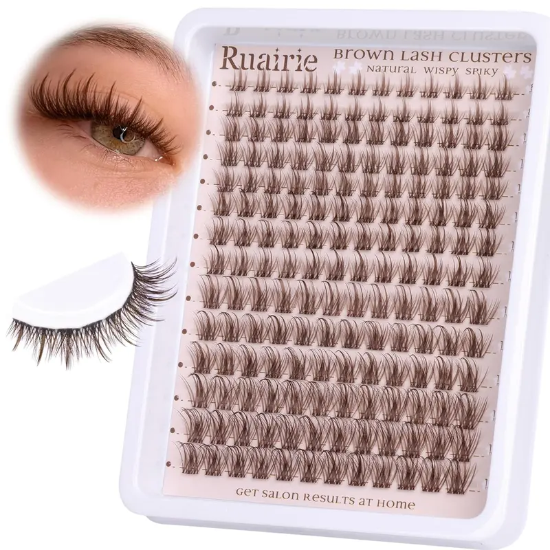 Eyelash Clusters Natural Lashes, 8-16 mm D-Curl Individual Lashes with Transparent Band, DIY Dense Lashes, 168 Pieces, Makeup, Cosmetic Lashes, Eyelash Extensions