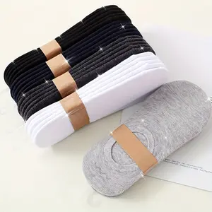 5 15 Double Solid Color Boat Socks Breathable Invisible Wear Resistant Minimalist Fashion Unisex Short Socks Black White Gray for Men Women