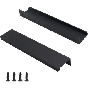 30 Pack Modern Kitchen Cabinet Handles, Black Finger Pulls for Cabinets 5.9inch/150mm Length, Matte Black Edge Cabinet Pulls, Drawer Tabs Pull Hardware Concealed Tab Handle