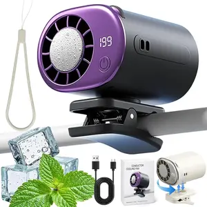 2026 New Car Clip-On Cooling Fan with LED Display - 360° Rotation, Portable USB Rechargeable Mini Air Circulator for Vehicles, Multi-Speed Adjustable, Wide Clamp Design