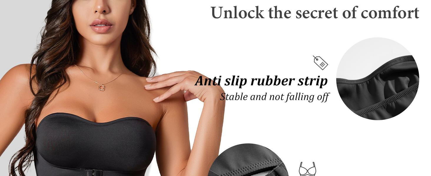 3 Pack Strapless Bras for Women Non-Slip Silicone No Padded Bandeau Bra Wireless Tube Top Front Closure Bra Womenswear